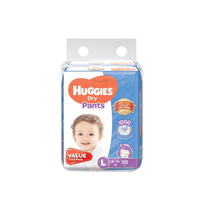 HUGGIES DRY PANTS TWIN PACK L48 X2
