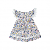 Cuddles Fashion Baby Girl Dress Full Print Flower (DSW260) - Light Blue