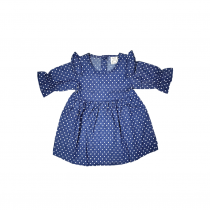 Cuddles Fashion Baby Girl Dress Full Print Love (DSW261) - Dk Blue