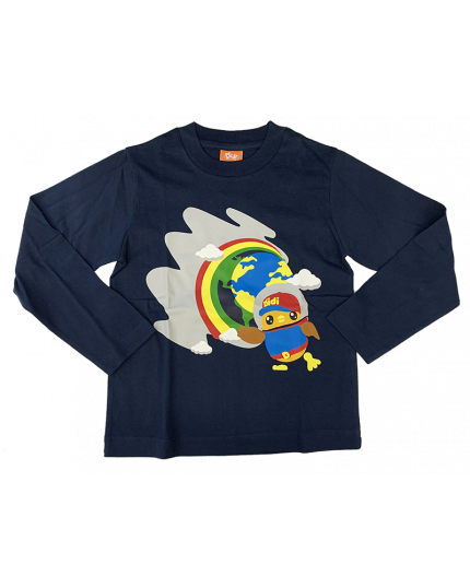 Didi &amp; Friends Kids Unisex Round Neck Long Sleeve T with Front Printed Design T-shirt - Blue 78-1-002-0018-04