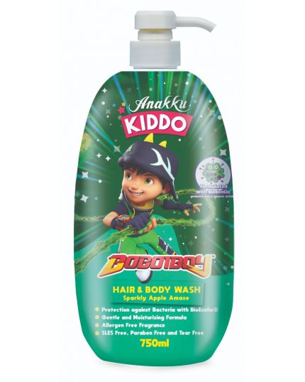 Anakku Kiddo Boboiboy Hair &amp; Body Wash - Sparkly Apple Amaze (750ml)