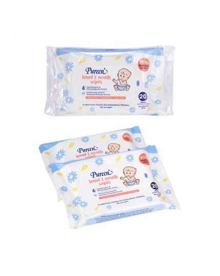 Pureen Hand &amp; Mouth Wipes 2x20s