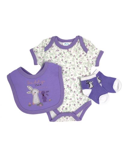 Anakku New Born Girl 3PCS Combo Set (220503-1 G) - Purple
