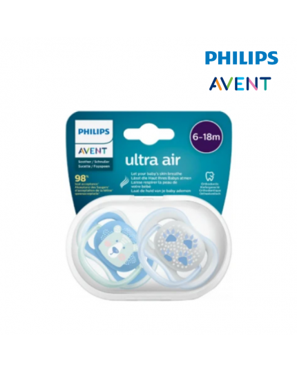 Philips Avent Ultra Air Pacifier 6-18Months (Paw and Bear) - Boy (33308503)