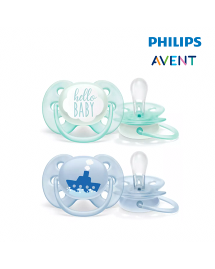 Philips Avent Ultra Soft Pacifier 0-6Months (Blue and Green) - Boy(33322201)