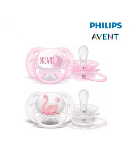 Philips Avent Ultra Soft Pacifier 0-6Months (Pink and White) - Girl (33322202)