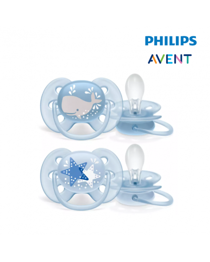 Philips Avent Ultra Soft Pacifier 6-18Months (Whale and Star) - Boy (33322303)