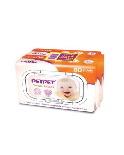 PetPet Baby Wipes 2x80&#039;s (Twin Pack)