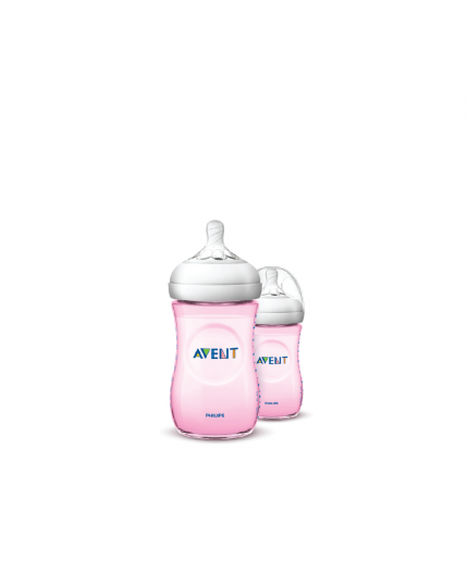 Philips Avent Natural Bottle 2.0 - (9oz/260ml x 2 Bottles) - Pink