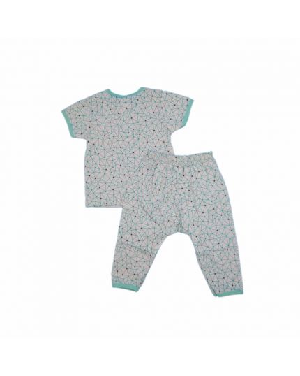 Tenderly Short Sleeve Front Opening & Long Pant Diaper Cut Suits (91423203563) -Light Green