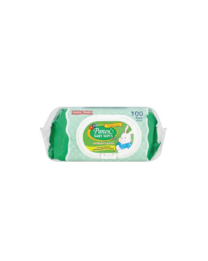 Pureen Baby Wipes - Green (2 x 100&#039;s) Alcohol Free Paraben Free