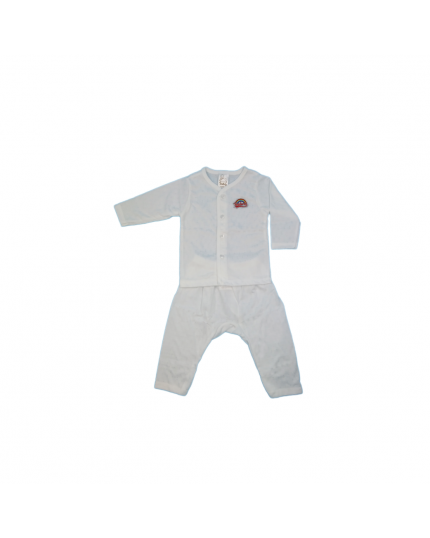 Tenderly Long Sleeve Tee Front Opening &amp; Long Pant With Diaper Suits (91423103620) - White