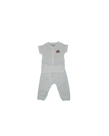 Tenderly  Short Sleeve Front Opening &amp; Long Pant Diaper Cut Suits (91423203621) - White