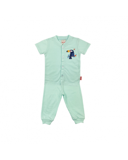 Bebe Front Opening Short Sleeve Tee With Long Pants (CBN2235302-MNT-3M) - Mint