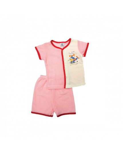 Cuddles Baby Eyelet With Single Jersey Suit Set (BSW988-PNK) - Pink
