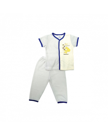 Cuddles Baby Eyelet With Single Jersey Suit Set (BSW989-LGY) - Lt Grey-6 - 12 Months