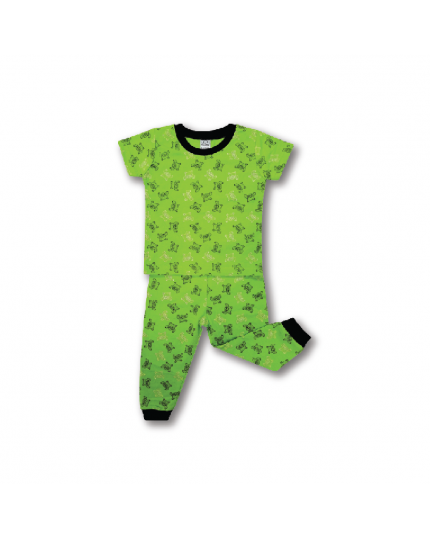 Cuddles Baby Short Sleeve Long Pant Full Print Pyjamas Suit Set (PJW351) - Green