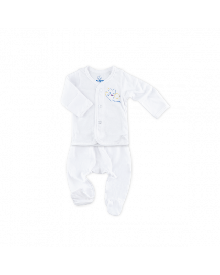 Fiffy Boy Preemie Long Sleeve Vest + Leggy Suit (61450-WHT-PM)- White Newborn