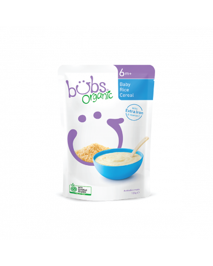 Bubs Organic Baby Rice Cereal 125g Baby Food With Extra Iron And Vitamin C