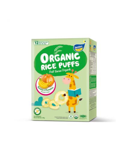 Tenten Organic Rice Puffs - Banana &amp; Pumpkin 30G