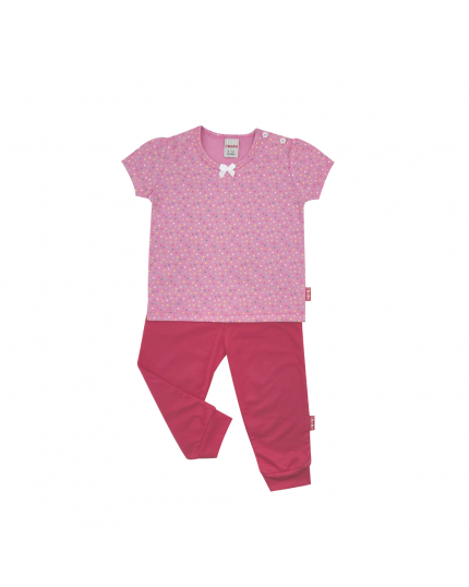 Bebe Round Neck Puff Short Sleeve Pyjamas(CBN2131801) - Dark Pink 