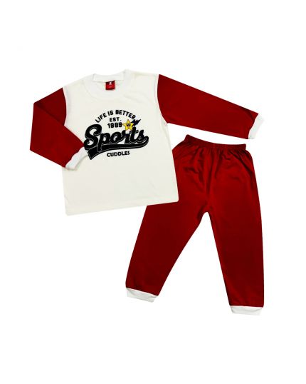Cuddles Toddler Boy Fashion Pyjamas Suit Set (BSW1007) - Red