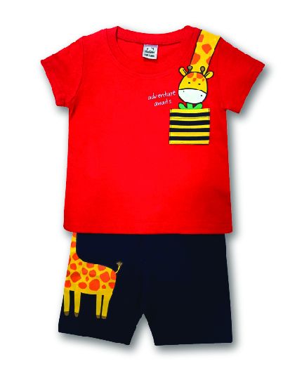 Cuddles Baby Giraffe  Suit Set (BSW925) - Red