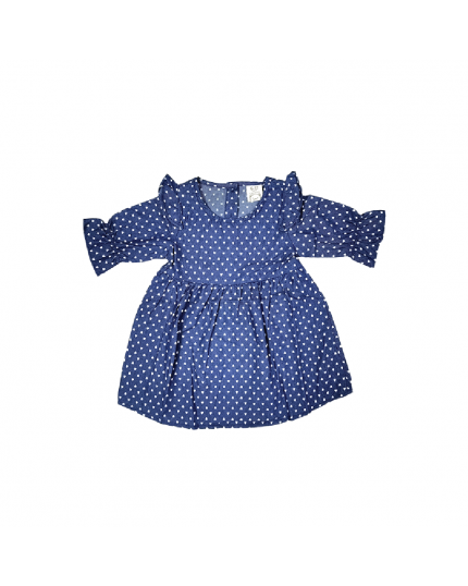 Cuddles Fashion Baby Girl Dress Full Print Love (DSW261) - Dk Blue