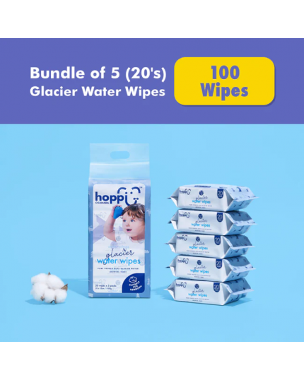 Hoppi Glacier Water Wipes 20&#039;s x 5packs