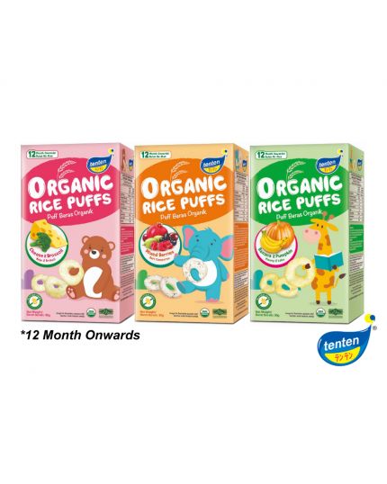 Tenten Organic Rice Puffs - Mixed Berries 30G