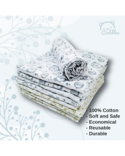 Cuddles Baby Napkin For Newborn 100% Cotton  (10Pcs) - Plain