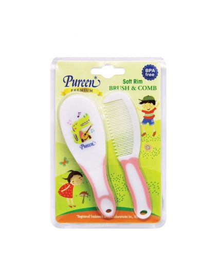 Pureen Soft Rim Brush & Comb (Assorted Colors)