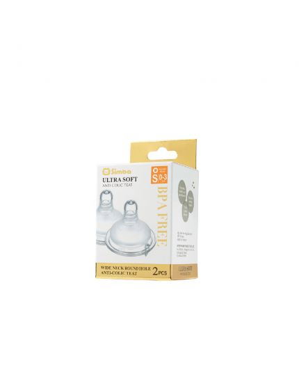 Simba Round Hole Mother&#039;s Touch Anti-Colic Nipple - Wide Neck (2 Pcs)
