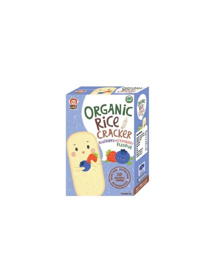 Apple Monkey Organic Rice Cracker 30g - Blueberry Strawberry 