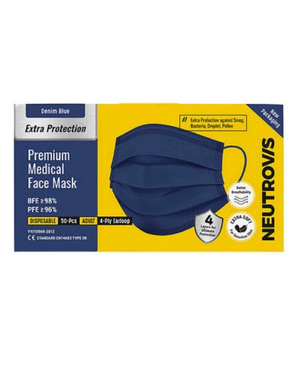 Neutrovis Extra Protection Premium 4Ply Medical Mask  -Dark Blue (50&#039;s)