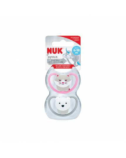 Nuk Silicone Soother S2 Space (6 Months +) Teethers & Pacifiers - Assorted Design (2 pieces)