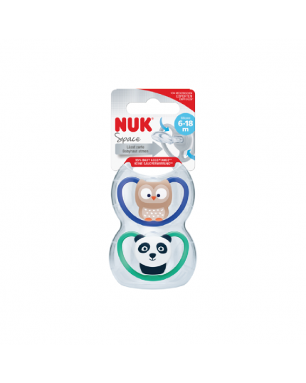 Nuk Silicone Soother S2 Space (6 Months +) Teethers &amp; Pacifiers - Assorted Design (2 pieces)
