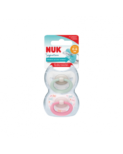 Nuk Silicone Soother S1 Signature Day Pacifiers (0-6 Months) - Assorted Colors (2 pieces)