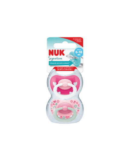 Nuk Silicone Soother S2 Signature Day Pacifiers (6 Months +) - Assorted Colors (2 pieces)