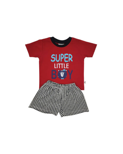 Supersun Boy Short Sleeve Printing Suit Set(BS-118) - Red