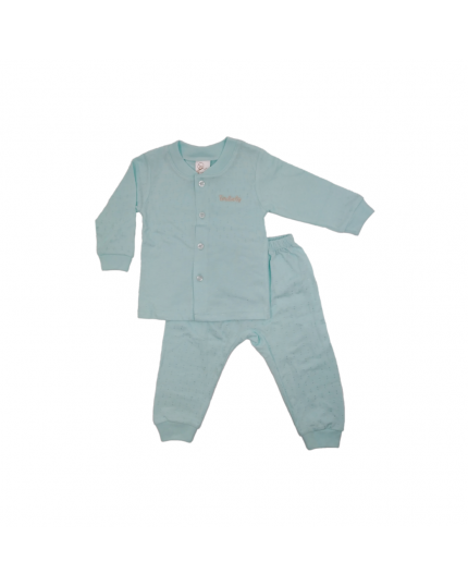 Tenderly Long Sleeve Tee Front Opening &amp; Long Pant With Diaper  Suits (91423103627)-Green