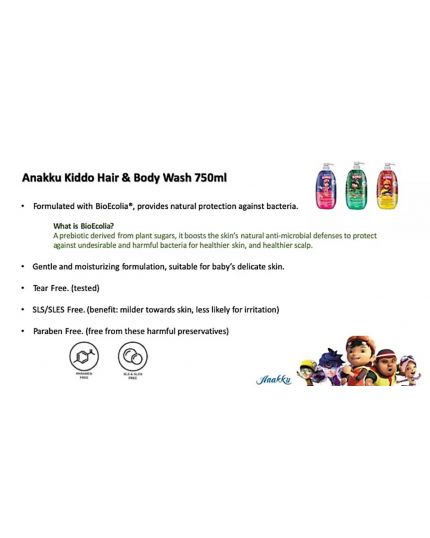 Anakku Kiddo Boboiboy Hair & Body Wash - Glittery Fruit Fantasy / Sparkly Apple Amaze / Starry Berry Honey (750ml)