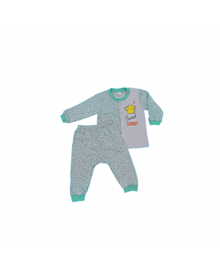 Tenderly Long Sleeve Front Opening &amp; Long Pant With Diaper Cut Suits (91423103562-LGRN) -Light Green