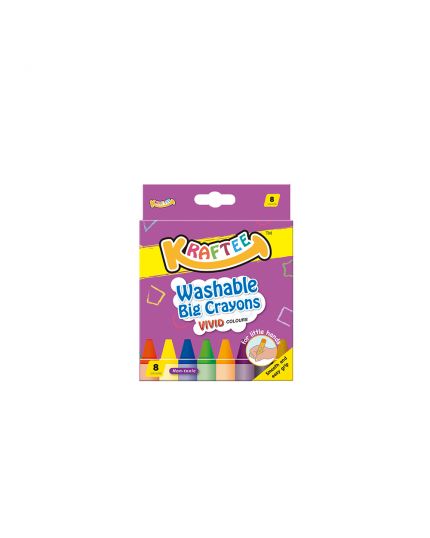 KRAFTEE 8CT WASHABLE BIG CRAYONS FOR LITTLE HANDS