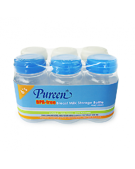 Pureen Breast Milk Storage Bottles 6 x 4oz (6 x 120ml)