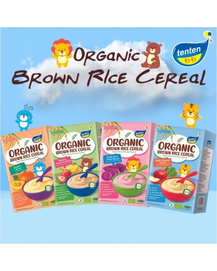 Tenten Organic Brown Rice Cereal - Banana & Strawberry 80G