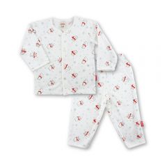 Bebe Front Opening Long Sleeve Tee with Long Pants (CBN23S088 - H) - Off White