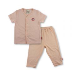 Bebe Front Opening Short Sleeve Tee with Long Pants (CBN23S075 - G) - Pink