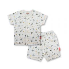 Bebe Front Opening Short Sleeve Tee with Bottom Pants (CBN2331401) - Off White