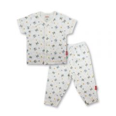 Bebe Front Opening Short Sleeve Tee with Long Pants (CBN2331402) - Off White